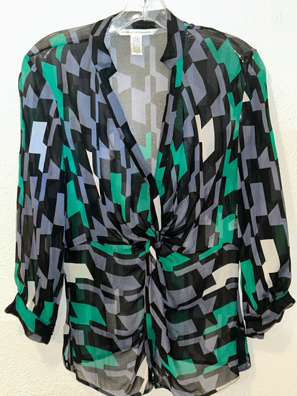Diane Von Furstenberg Nadina Twist-Front Blouse Size 10